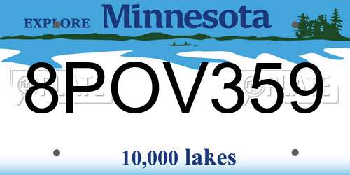 8POV359 Minnesota License Plate