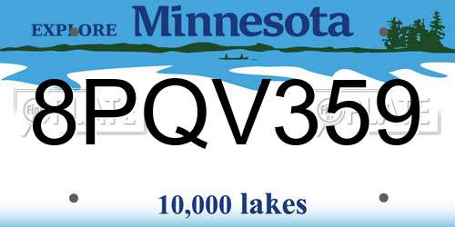 8PQV359 Minnesota License Plate