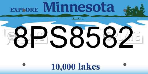 8PS8582 Minnesota License Plate