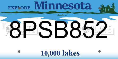 8PSB852 Minnesota License Plate
