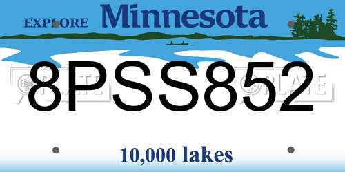 8PSS852 Minnesota License Plate