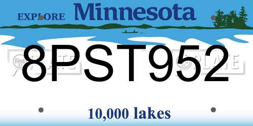 8PST952 Minnesota License Plate