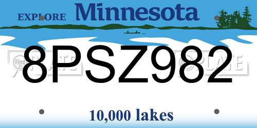 8PSZ982 Minnesota License Plate