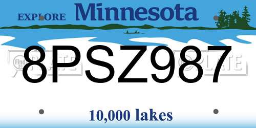 8PSZ987 Minnesota License Plate