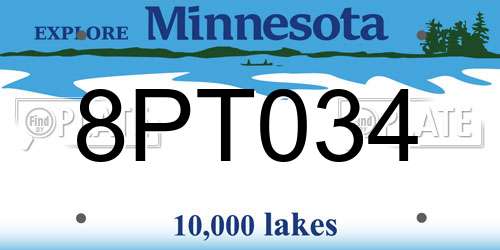 8PT034 Minnesota License Plate