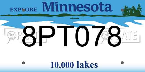 8PT078 Minnesota License Plate