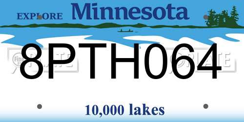 8PTH064 Minnesota License Plate
