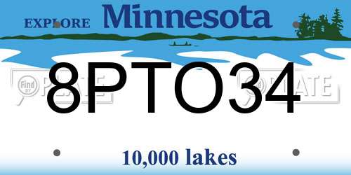 8PTO34 Minnesota License Plate