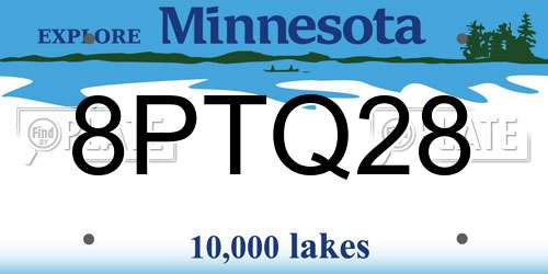 8PTQ28 Minnesota License Plate