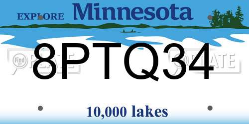 8PTQ34 Minnesota License Plate