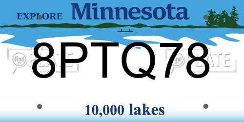 8PTQ78 Minnesota License Plate