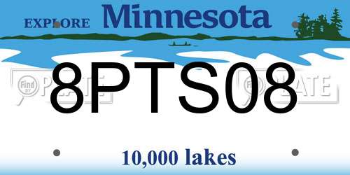 8PTS08 Minnesota License Plate