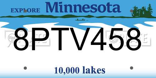 8PTV458 Minnesota License Plate