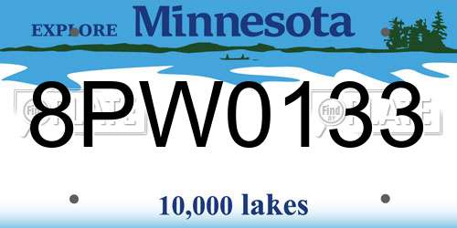 8PW0133 Minnesota License Plate