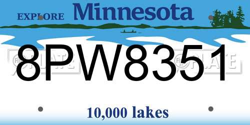 8PW8351 Minnesota License Plate