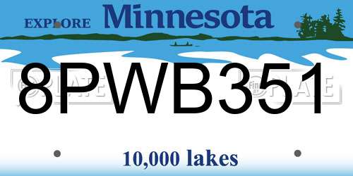 8PWB351 Minnesota License Plate