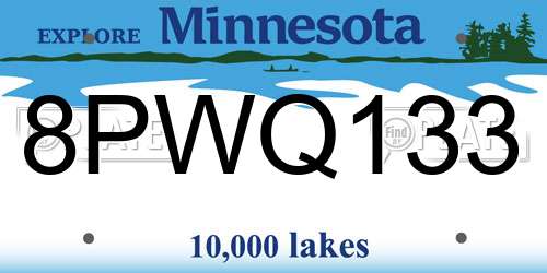 8PWQ133 Minnesota License Plate