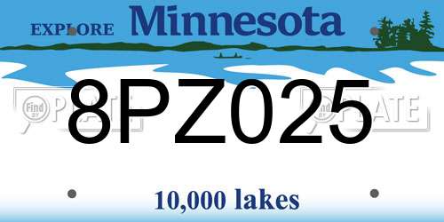 8PZ025 Minnesota License Plate