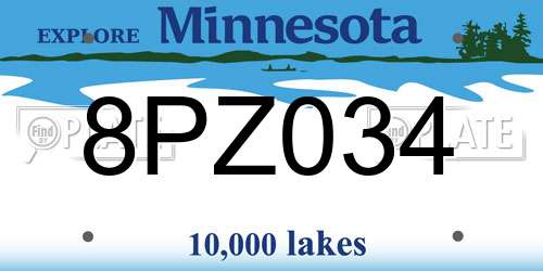8PZ034 Minnesota License Plate