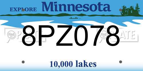 8PZ078 Minnesota License Plate