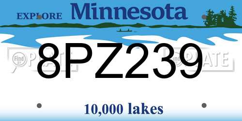 8PZ239 Minnesota License Plate