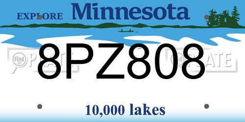 8PZ808 Minnesota License Plate