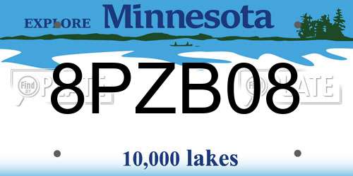 8PZB08 Minnesota License Plate