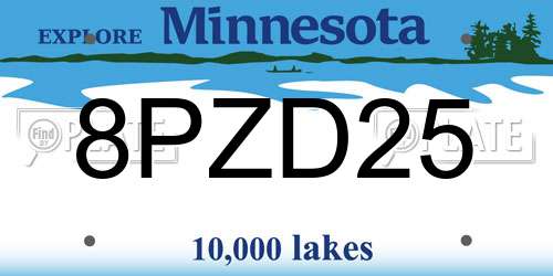 8PZD25 Minnesota License Plate