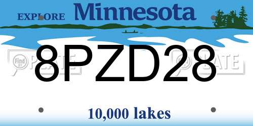 8PZD28 Minnesota License Plate