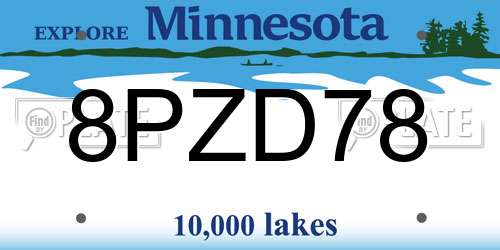 8PZD78 Minnesota License Plate