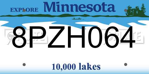 8PZH064 Minnesota License Plate