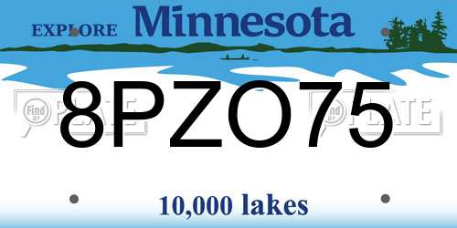 8PZO75 Minnesota License Plate