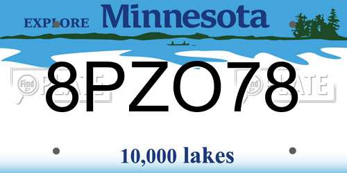 8PZO78 Minnesota License Plate