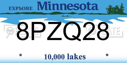 8PZQ28 Minnesota License Plate