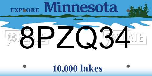 8PZQ34 Minnesota License Plate