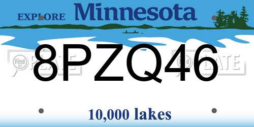 8PZQ46 Minnesota License Plate