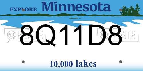 8Q11D8 Minnesota License Plate