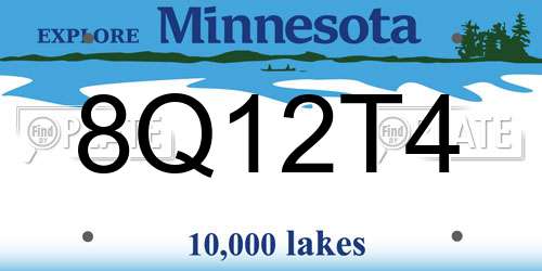 8Q12T4 Minnesota License Plate