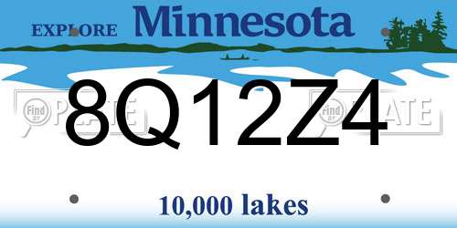 8Q12Z4 Minnesota License Plate