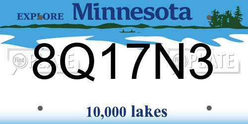 8Q17N3 Minnesota License Plate