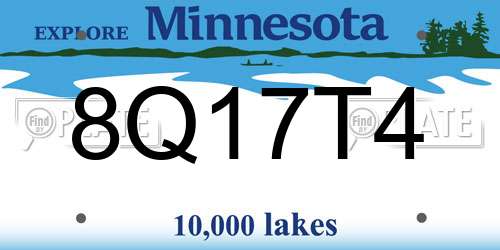 8Q17T4 Minnesota License Plate