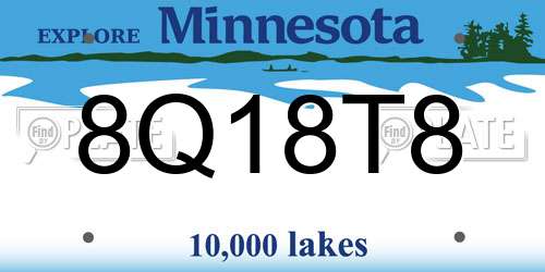 8Q18T8 Minnesota License Plate
