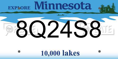 8Q24S8 Minnesota License Plate