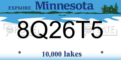 8Q26T5 Minnesota License Plate