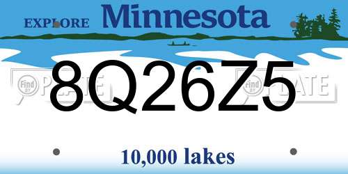 8Q26Z5 Minnesota License Plate