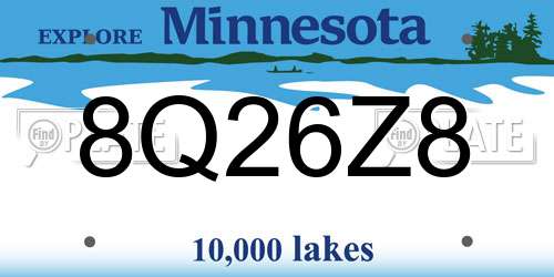 8Q26Z8 Minnesota License Plate