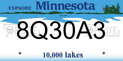 8Q30A3 Minnesota License Plate