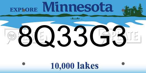 8Q33G3 Minnesota License Plate