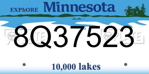 8Q37523 Minnesota License Plate