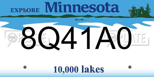8Q41A0 Minnesota License Plate
